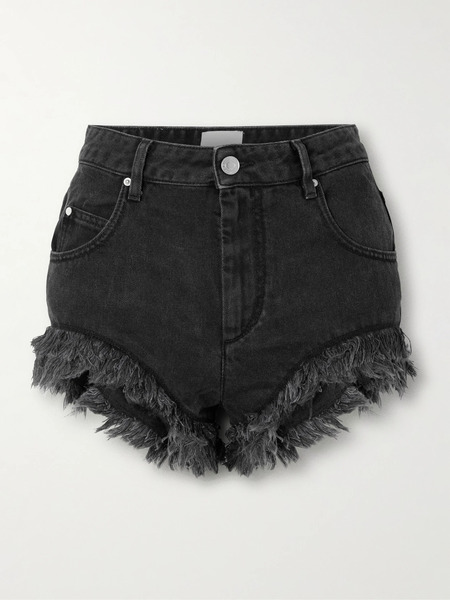  Isabel Marant   Eneidao Fringed Denim Shorts   Black 
