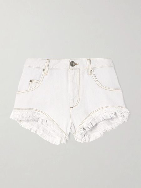  Isabel Marant   Eneidao Fringed Denim Shorts   White 