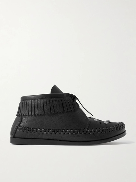  Isabel Marant   Felsa Fringed Embellished Leather Ankle Boots   Black 