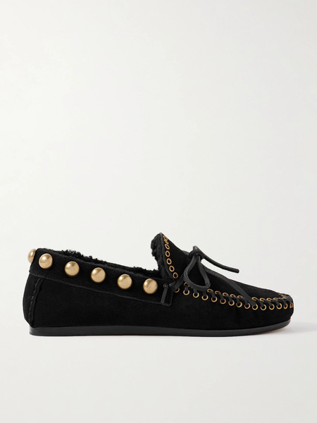  Isabel Marant   Fitza Embellished Suede Loafers   Black 