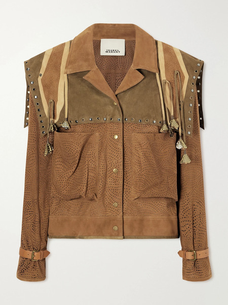  Isabel Marant   Kayae Embellished Perforated Suede Jacket   Bronze 