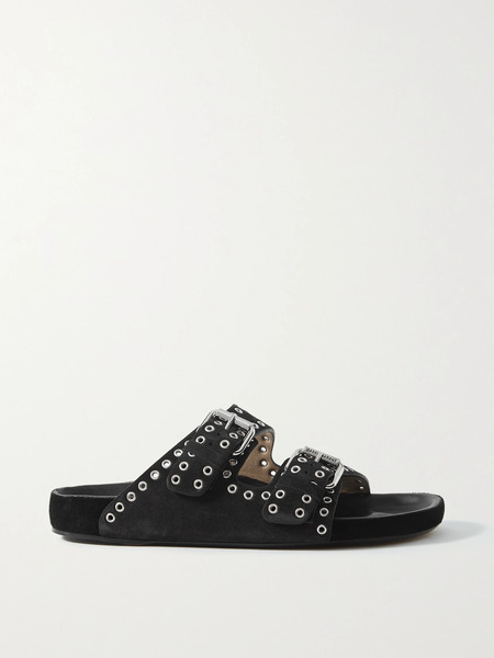  Isabel Marant   Lennyo Studded Suede Slides   Black 