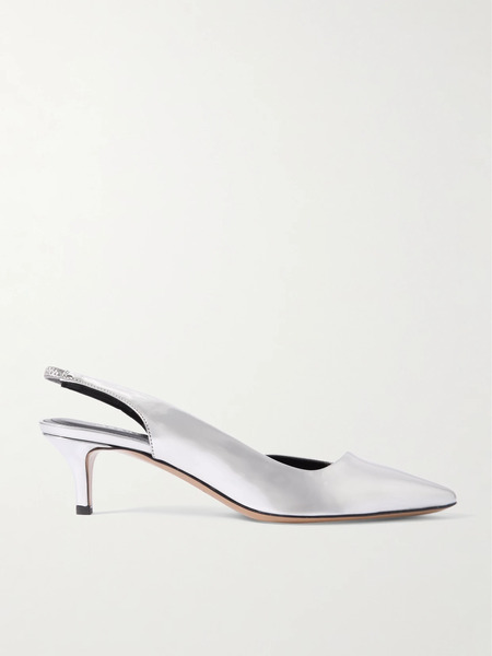  Isabel Marant   Piery Mirrored Leather Slingback Pumps   Silver 