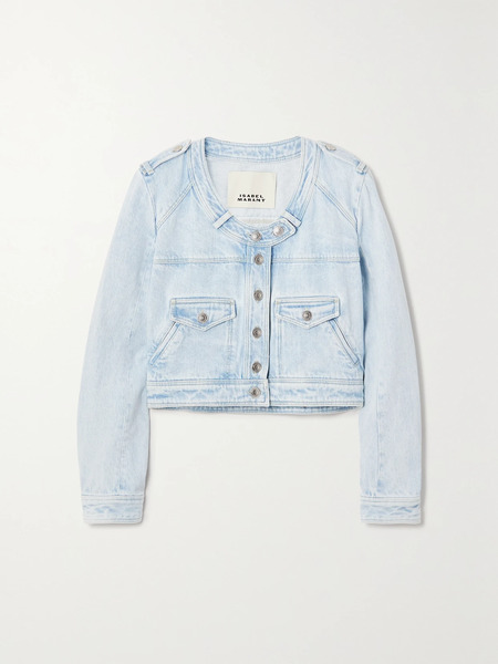  Isabel Marant   Valene Cropped Denim Jacket   Light Denim 