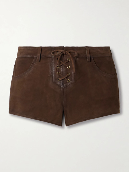  Isabel Marant   Vanel Lace Up Suede Shorts   Chocolate 
