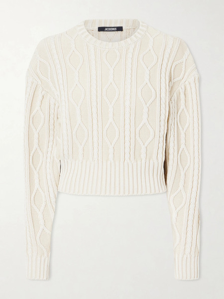  Jacquemus   Amelo Cable Knit Cotton Sweater   Ivory 