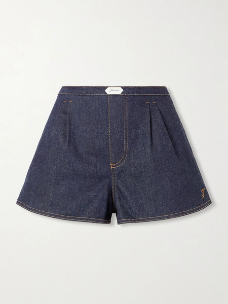  Jacquemus   Amelo Embroidered Pleated Denim Shorts   Navy 