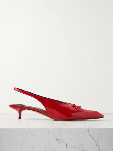  Jacquemus   Cubisto Bow Embellished Leather Slingback Pumps   Red 