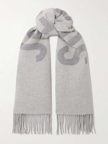  Jacquemus   Fringed Wool Jacquard Scarf   Gray 