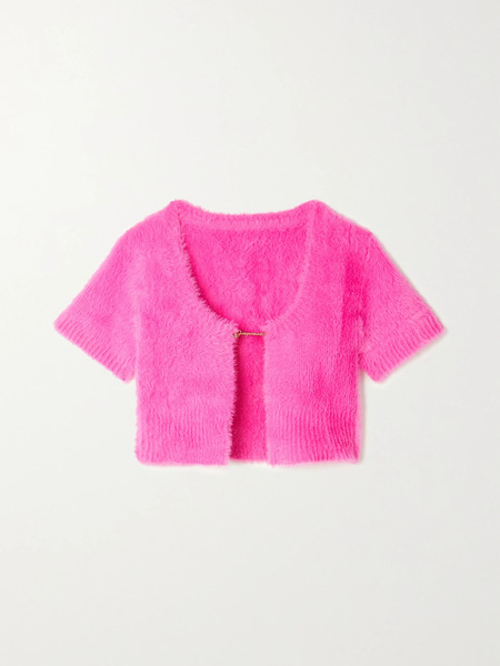  Jacquemus   Neve Cropped Brushed Knitted Cardigan   Pink 