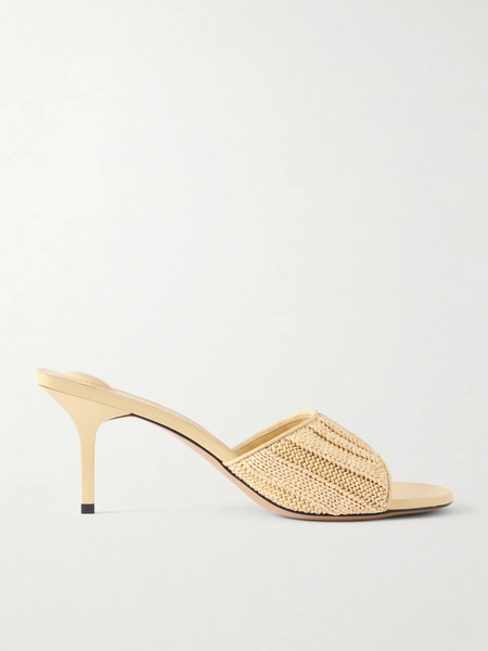 Jacquemus   Raffia Effect Leather Sandals   Neutral 