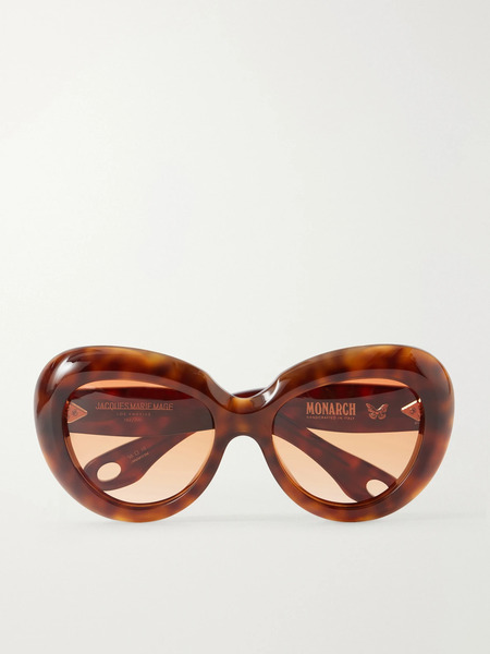  Jacques Marie Mage   Monarch Round Frame Tortoiseshell Acetate Sunglasses   One Size 