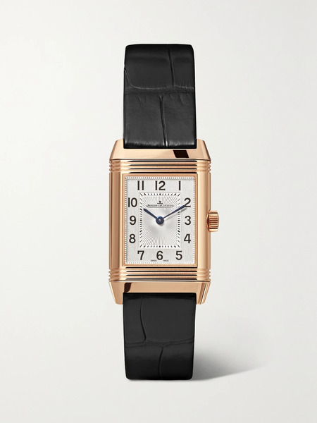  Jaeger Lecoultre   Reverso Classic Duetto Hand Wound 34.2mm X 21mm Small Rose Gold, Alligator And Diamond Watch   One Size 
