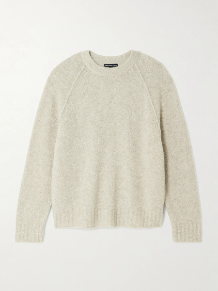  James Perse   Cashmere Blend Bouclé Sweater   Light Gray 