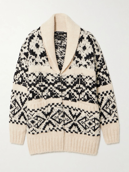  James Perse   Intarsia Knit Wool Blend Cardigan   Multi 