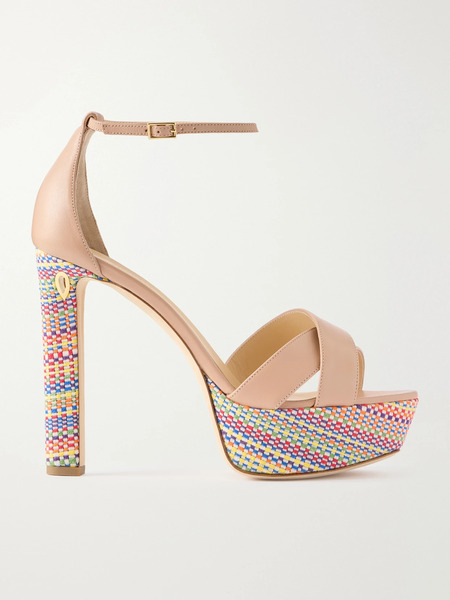  Jennifer Chamandi   Leonardo 130 Leather Platform Slingback Sandals   Multi 