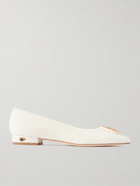  Jennifer Chamandi   Lorenzo 20 Embellished Tweed Point Toe Pumps   Ivory 