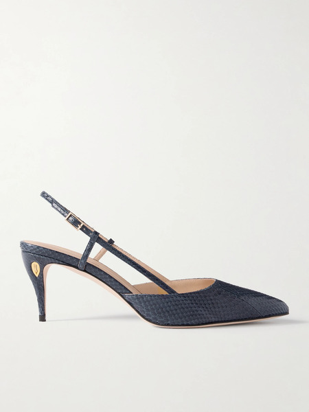  Jennifer Chamandi   Mario 65 Elaphe Slingback Pumps   Navy 