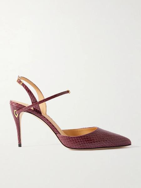  Jennifer Chamandi   Vittorio 85 Elaphe Point Toe Slingback Pumps   Burgundy 
