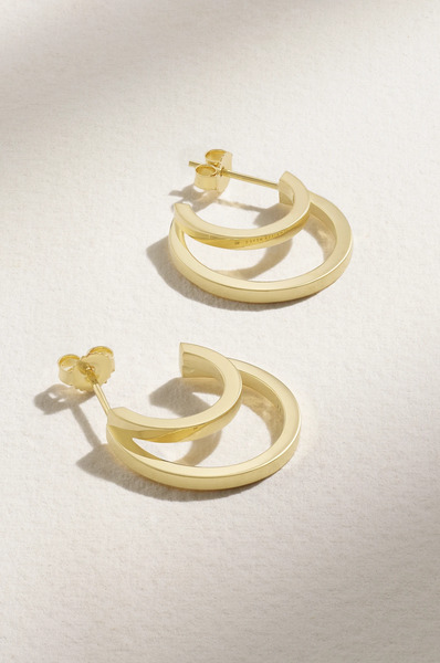  Jennifer Meyer   Mini Double 18 Karat Gold Hoop Earrings   One Size 
