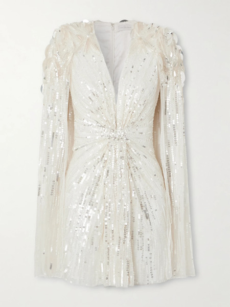  Jenny Packham   Lady Love Sequined Tulle Mini Dress   Ivory 