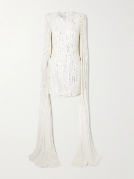  Jenny Packham   Sweet Magic Cape Effect Embellished Tulle Mini Dress   Ivory 