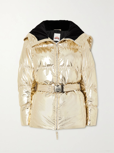 Jetset   Chamonix Belted Quilted Padded Metallic Shell Jacket   Ivory 