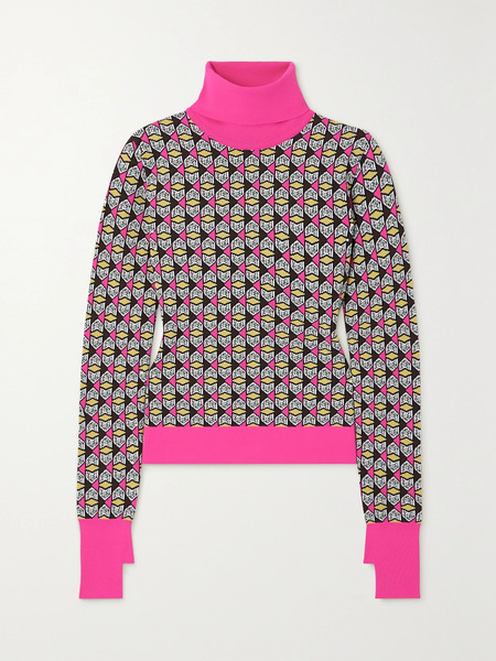  Jetset   Jacquard Knit Turtleneck Sweater   Pink 