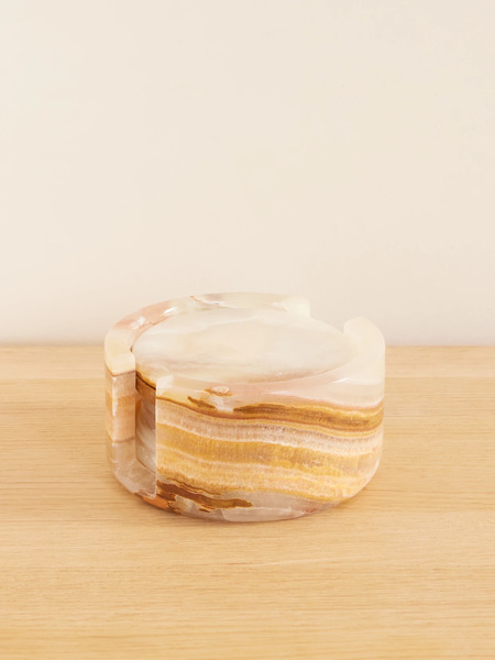  Jia Jia Home   Set Of Three Onyx Coasters   Brown 