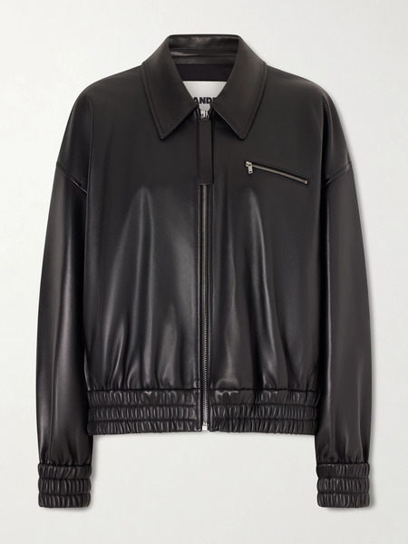  Jil Sander   Leather Bomber Jacket   Black 