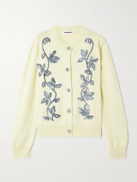  Jil Sander   Oversized Embroidered Wool Cardigan   Pastel Yellow 