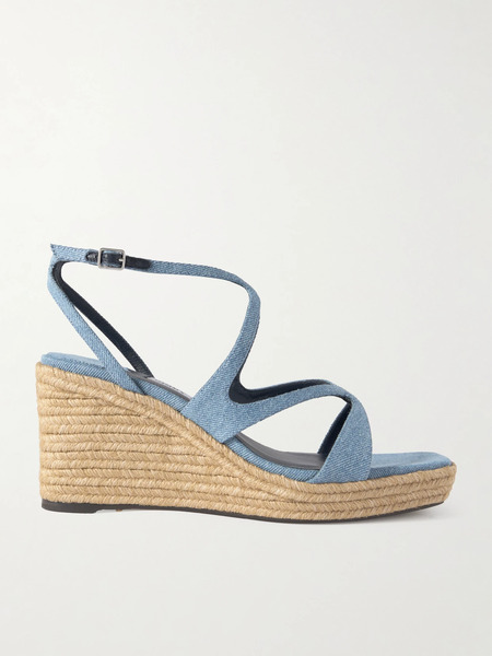  Jimmy Choo   Ayla 85 Denim Platform Espadrilles   Light Denim 
