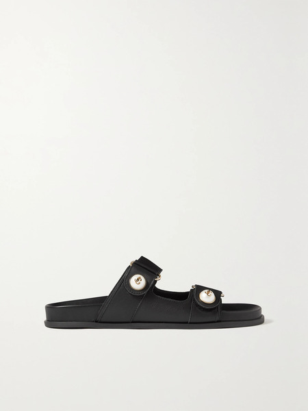  Jimmy Choo   Fayence Embellished Leather Slides   Black 