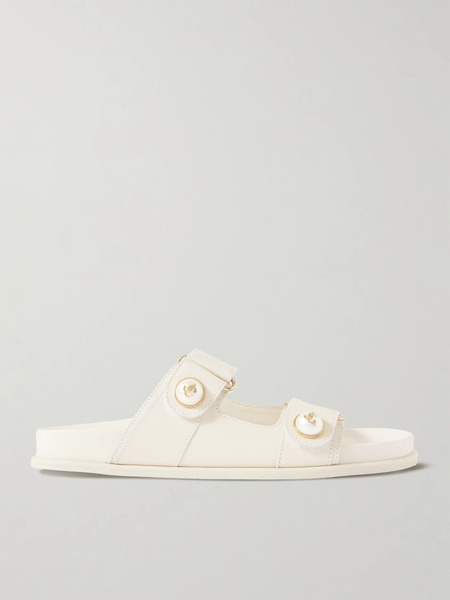  Jimmy Choo   Fayence Embellished Leather Slides   White 