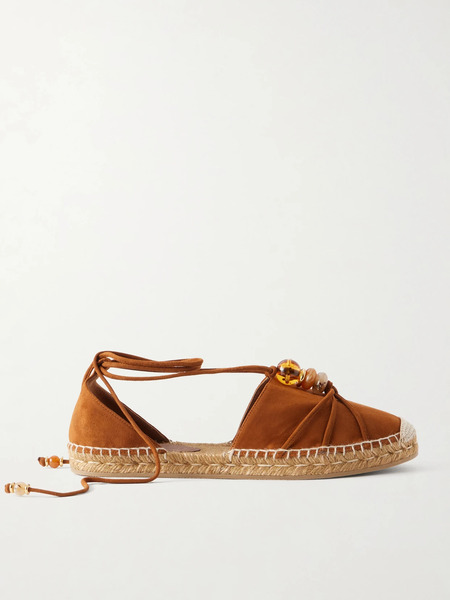  Jimmy Choo   Lemi Embellished Suede Espadrilles   Tan 