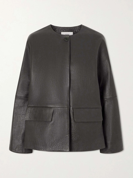  Joseph   Barbs Paneled Textured Leather Jacket   Brown 