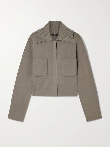  Joseph   Milano Cropped Stretch Knit Jacket   Mushroom 