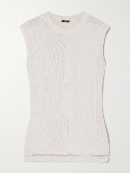  Joseph   Ribbed Knit Linen Blend Top   Ivory 