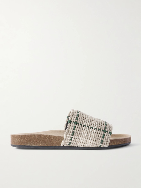  Jw Anderson   Checked Waxed Cotton Slides   Off White 
