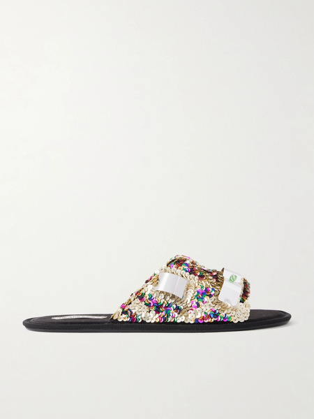  Jw Anderson   Embellished Sequined Grosgrain Slides   Multi 
