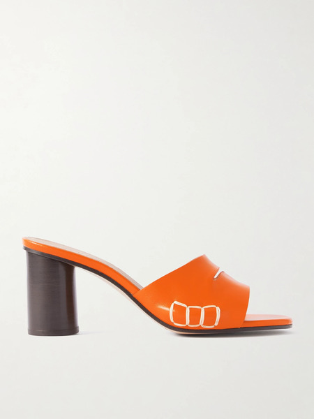  Jw Anderson   Loafer Whipstitched Leather Mules   Orange 