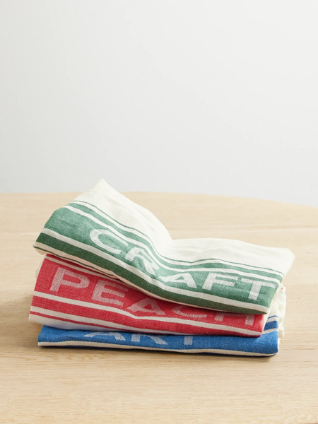  Jw Anderson   Neilly Set Of Three Striped Linen Napkins   Off White 