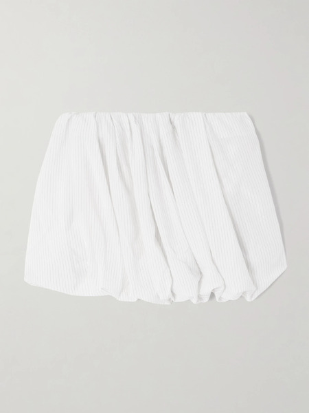  Jw Anderson   Pleated Pinstriped Poplin Mini Skirt   Off White 