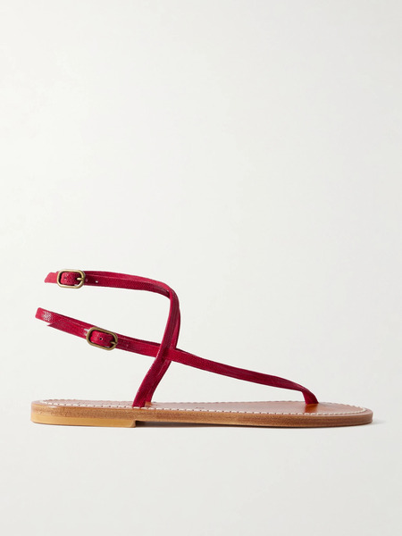  K Jacques St Tropez   Abako Lizard Effect Leather Sandals   Red 