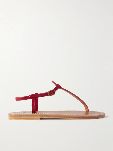  K Jacques St Tropez   Picon Lizard Effect Leather Sandals   Red 