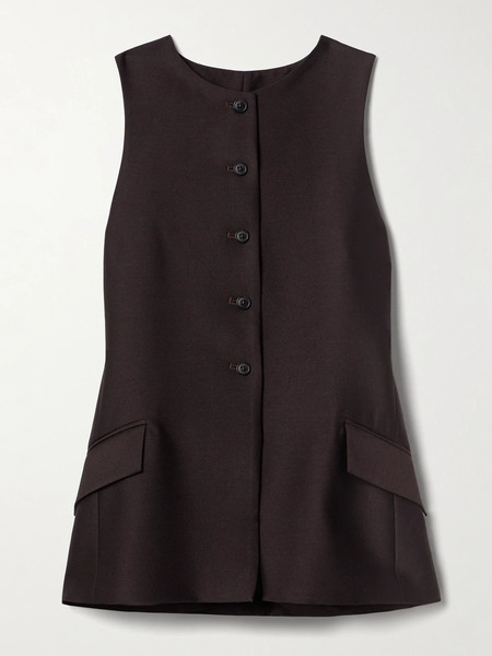  Kallmeyer   Ira Wool And Silk Blend Twill Vest   Brown 