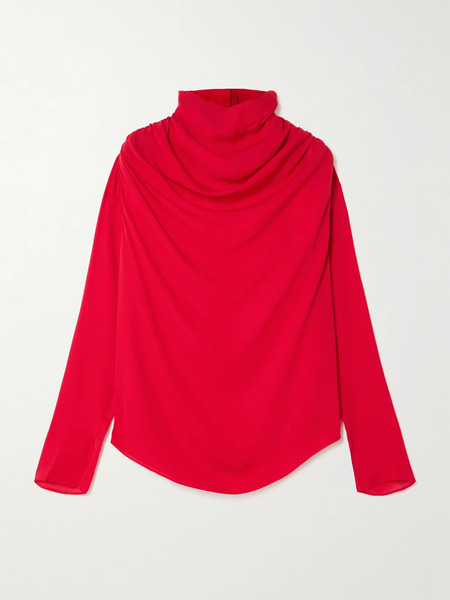  Kallmeyer   Tabitha Draped Silk Georgette Blouse   Red 