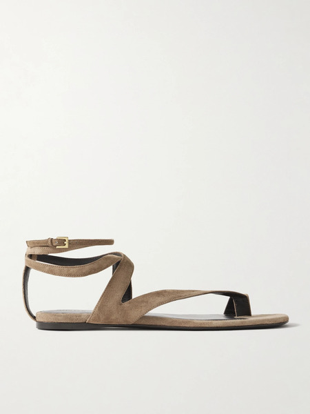  Khaite   Aimee Suede Sandals   Taupe 