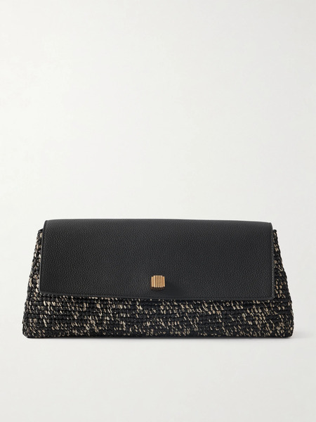  Khaite   Audrey Textured Leather And Raffia Clutch   Multi 