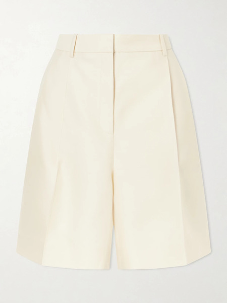  Khaite   Auggie Pleated Wool And Silk Blend Shorts   Ivory 